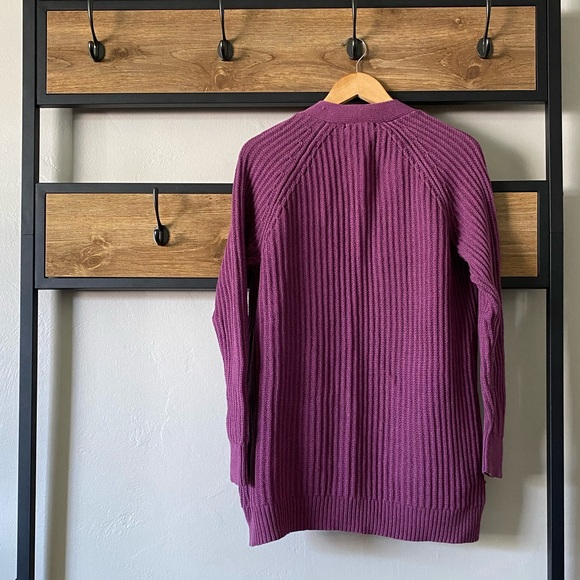 Long Purple Chunky Knit Cardigan - Picture 2 of 3